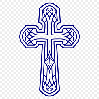 A detailed ornate Christian cross design with intricate details.
