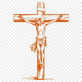 A stylized representation of the Crucifix, a traditional symbol in various Christian denominations.