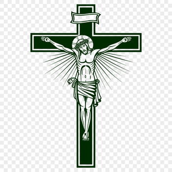 A vector representation of a traditional Christian crucifix with intersecting beams.