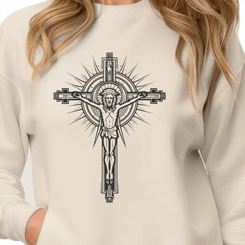 A simple vector design representation of a crucifix, suitable for various uses including personal and commercial projects.