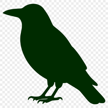 A detailed illustration of a crow perched on a branch, rendered in vector graphics.