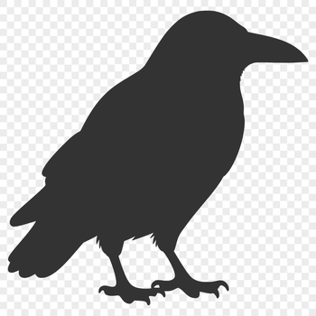 A detailed illustration of a crow in silhouette, designed for vector use and compatible with cutting machines like Cricut.