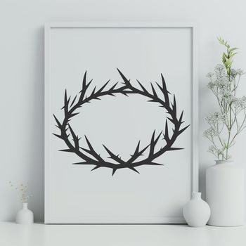 An intricately designed crown made of thorns, symbolizing a deep religious significance.