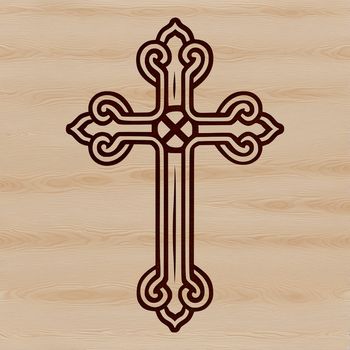 Ornate cross symbol from Christianity, designed as a vector graphic for various applications.