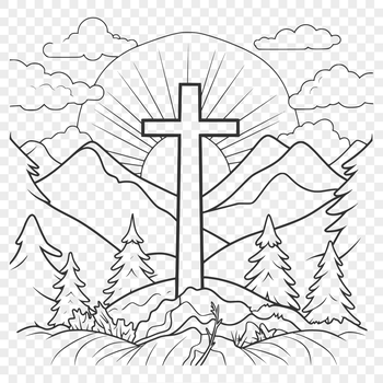 A simple white-on-black crucifix illustration in vector format.