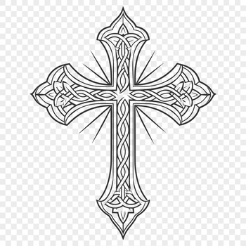 A detailed, ornate cross with intricate design elements.