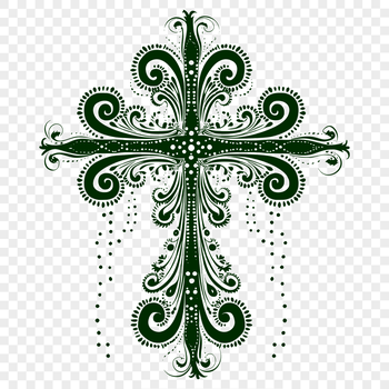 A decorative, ornate cross design with intricate details.