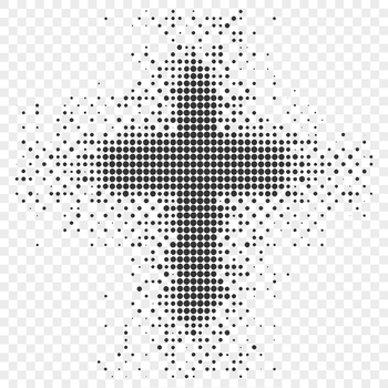 A simple design of a Christian cross with intersecting bars and a rounded top, suitable for vector graphics.