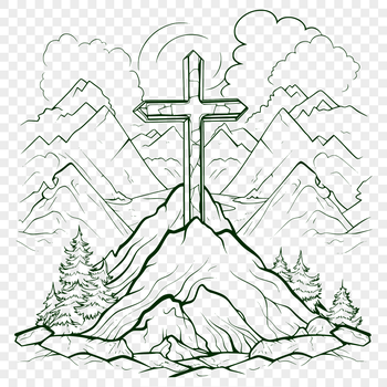 A simple crucifix icon made from clean lines and minimalist design elements.