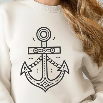 Anchor illustration featuring a classic nautical symbol with geometric shapes.