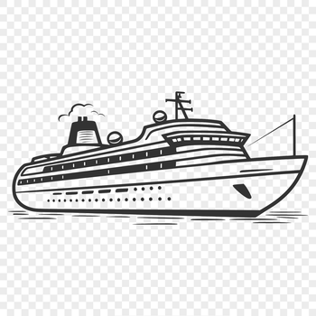 A large passenger ship with multiple decks and smokestacks navigating through calm waters.