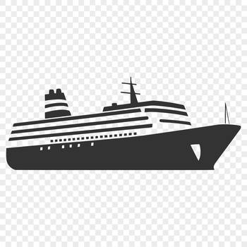 A modern nautical cruise ship sailing through calm waters on a sunny day.