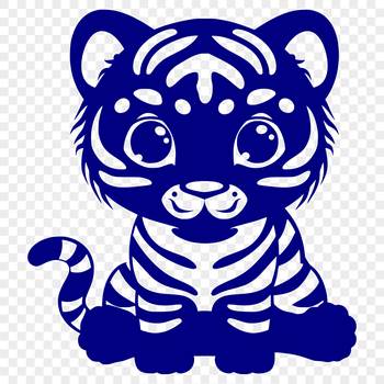 A sitting big cat, depicted as a full-body tiger in vector form.