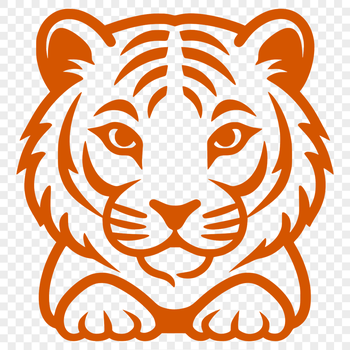 A simple line drawing of a tiger cub in full body pose.