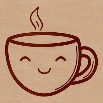 Simple line drawing of a standard coffee cup with handle.