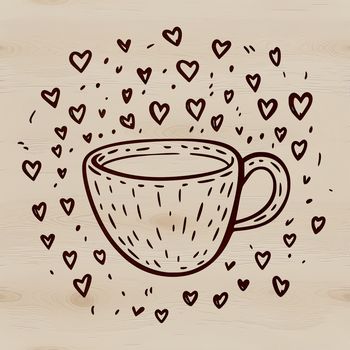 A simple cup design with love hearts incorporated into the pattern.