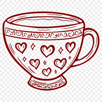 A simple cup design featuring love hearts in vector format.