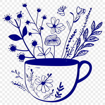 A simple cup design with floral patterns on the side, suitable for printing or cutting out.