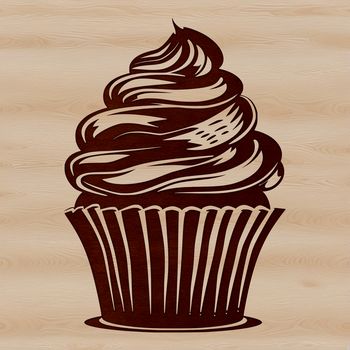 A vector illustration of a single cupcake with frosting and sprinkles on top.