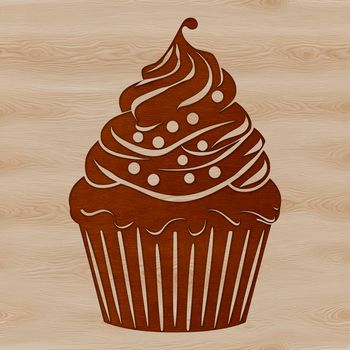 A vector graphic representation of a small dessert cake decorated with toppings and a decorative border.