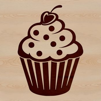 A digital vector design of a simple cupcake dessert with creamy details.