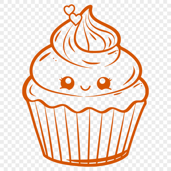 A colorful illustration of a decorated cupcake, suitable for use in graphic design and crafting projects.