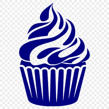 A cartoon cupcake with frosting and sprinkles, suitable for digital use in various formats.