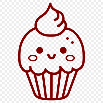 A simple line drawing of a cupcake, suitable for food design and vector art.