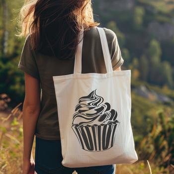 A digitally created vector illustration of a single serving-sized cupcake.