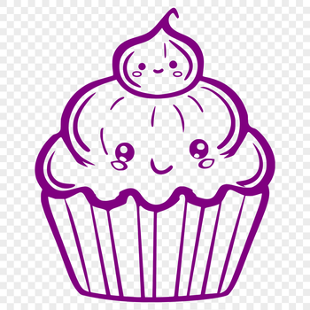 A colorful cupcake design made from vector shapes, ideal for digital use in various applications.