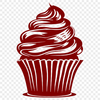 A colorful illustration of a cupcake with frosting and decorations.