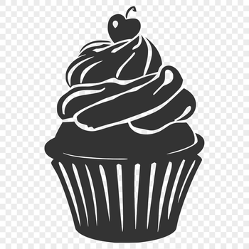 A colorful illustration of a cupcake on a white background.