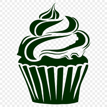 A vector design representation of a sweet treat featuring a single serving cake with creamy toppings.