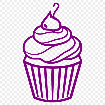 A colorful illustration of a single serving cupcake on a white background.