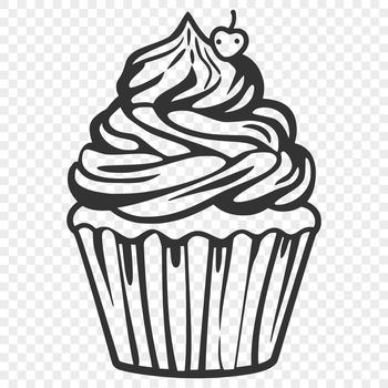 A digitally created cupcake illustration with detailed design elements.
