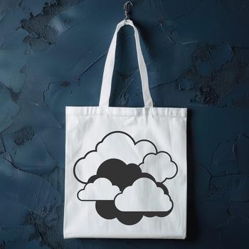 Illustrative cloud symbol with white puffy texture, suitable for vector graphics and design projects.
