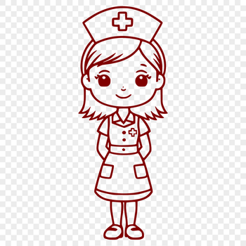 A full-body illustration of a female nurse in her profession.