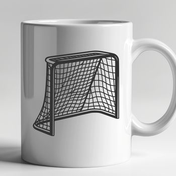 An SVG design featuring the outline of a hockey rink with goalmouth details.