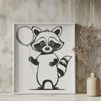 A vector illustration of a raccoon's face with detailed features.