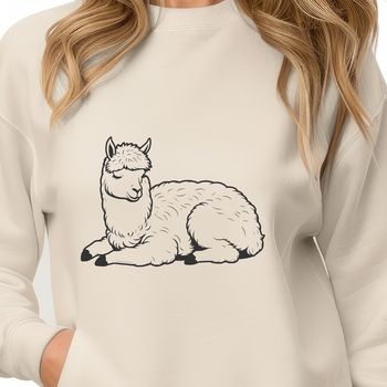 A vector illustration of a sleeping alpaca.