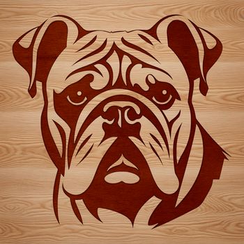 An SVG vector graphic of a bulldog breed dog.