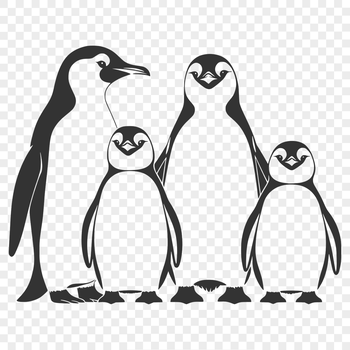 A cartoon illustration of an animal penguin standing upright on its feet.