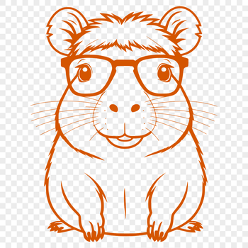 A rodent, the capybara, depicted wearing glasses in a vector design.