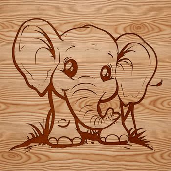 A detailed vector illustration of a large elephant's head.