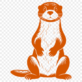 A vector graphic design featuring a detailed image of an otter's head and body.