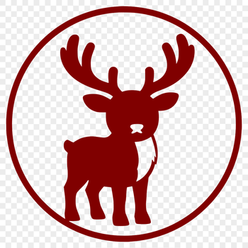 A simple line art illustration of a reindeer in a Christmas theme.