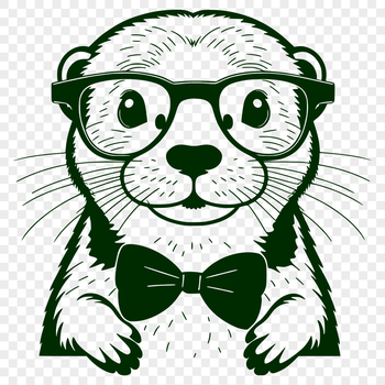 An illustration of a smiling otter wearing glasses in a vector format.
