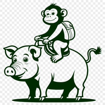 A digital illustration of a monkey-pig hybrid creature made with vector shapes.