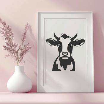 A realistic illustration of a young cow's head with detailed features.
