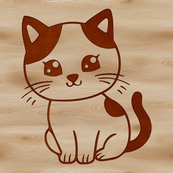 A simple line drawing of a cute sitting cat, suitable for digital cutting machines.